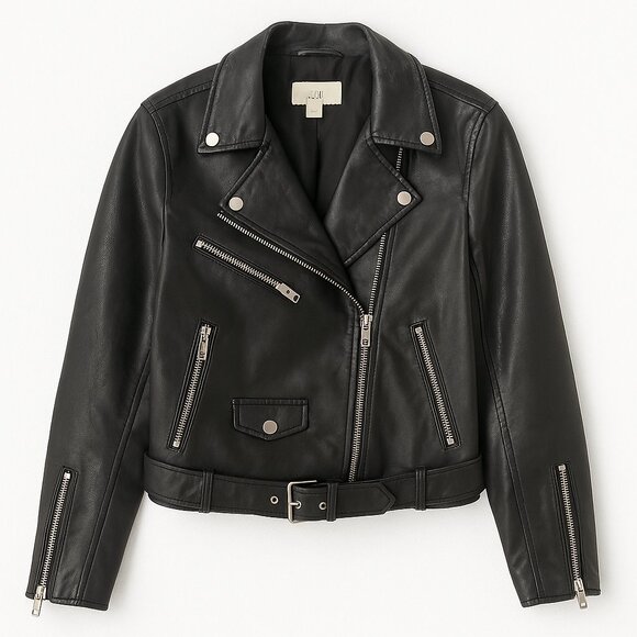 H&M Jackets & Blazers - H&M Faux Leather Moto Jacket – Size 34 (GUC)